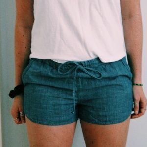 Muted Blue Denim Drawstring Short